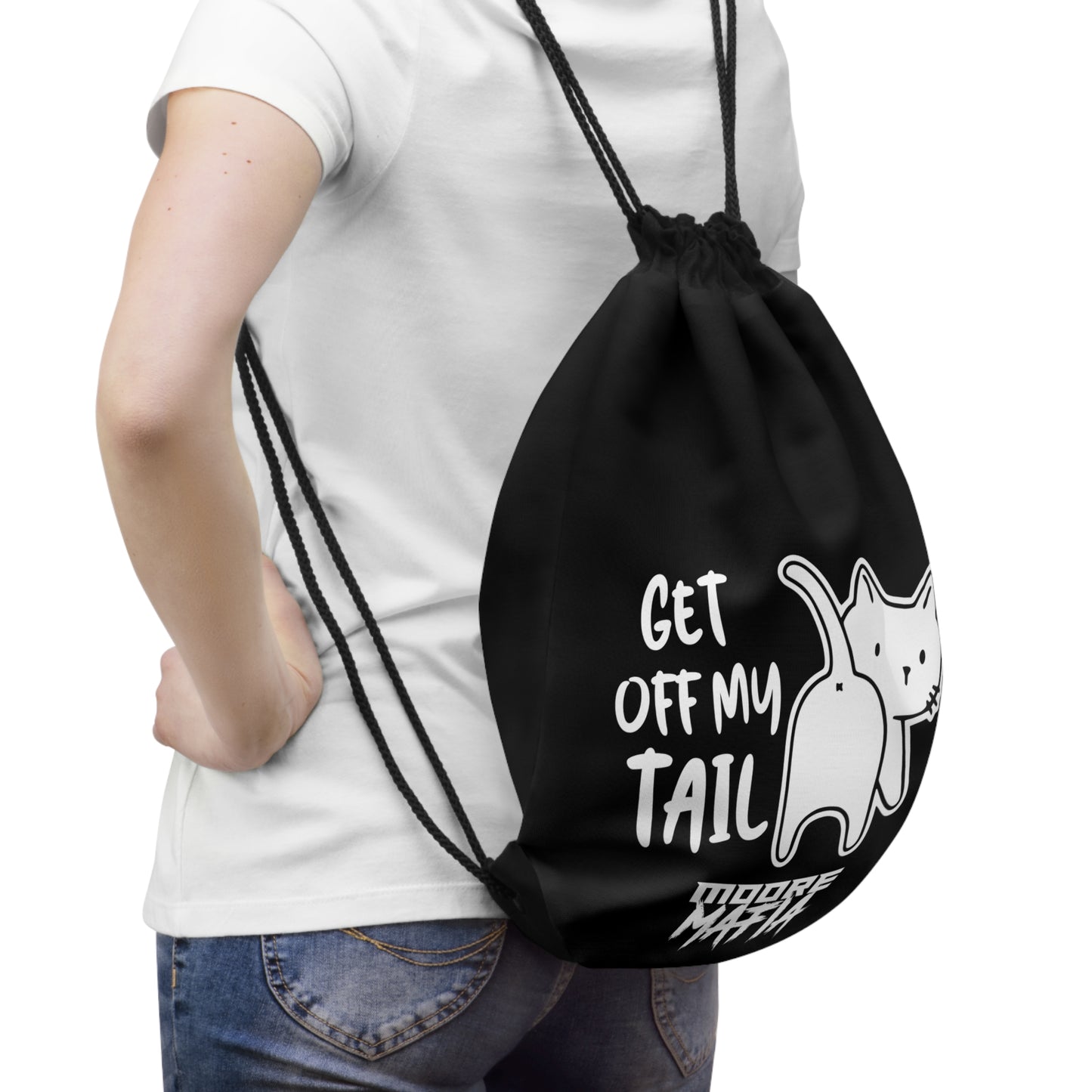 Get Off My Tail Drawstring Bag