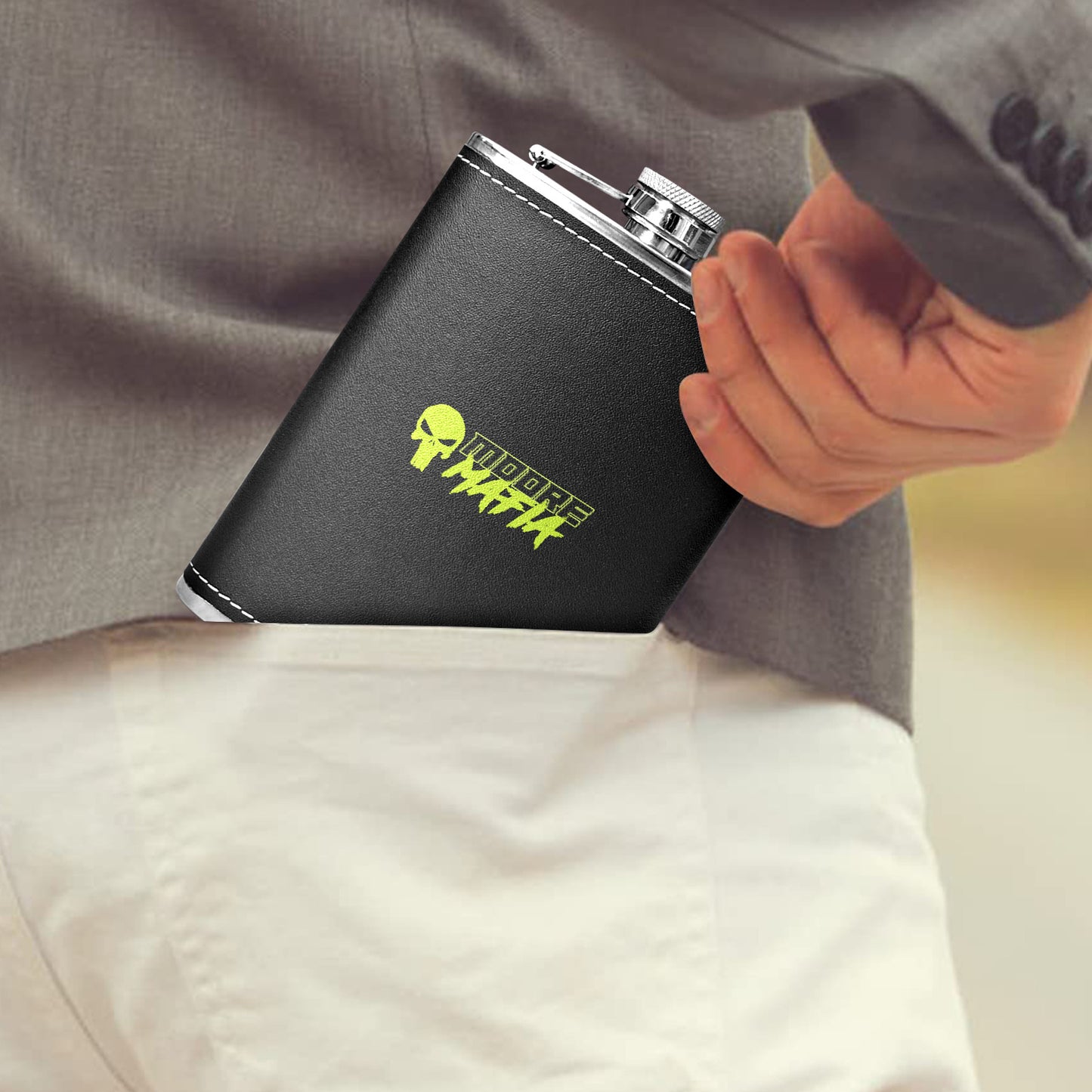 Black Leather Hip Flask