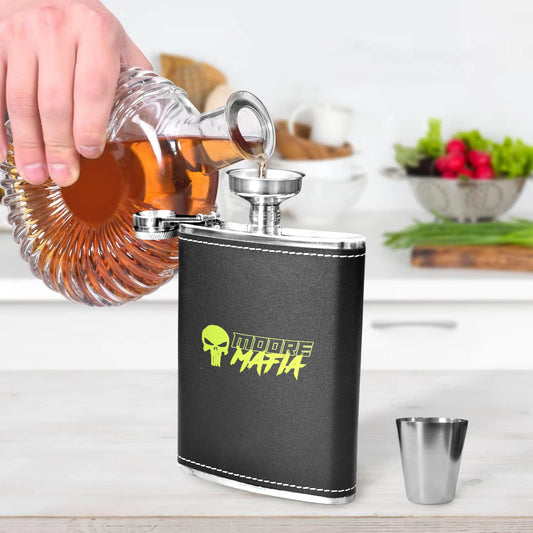 Black Leather Hip Flask
