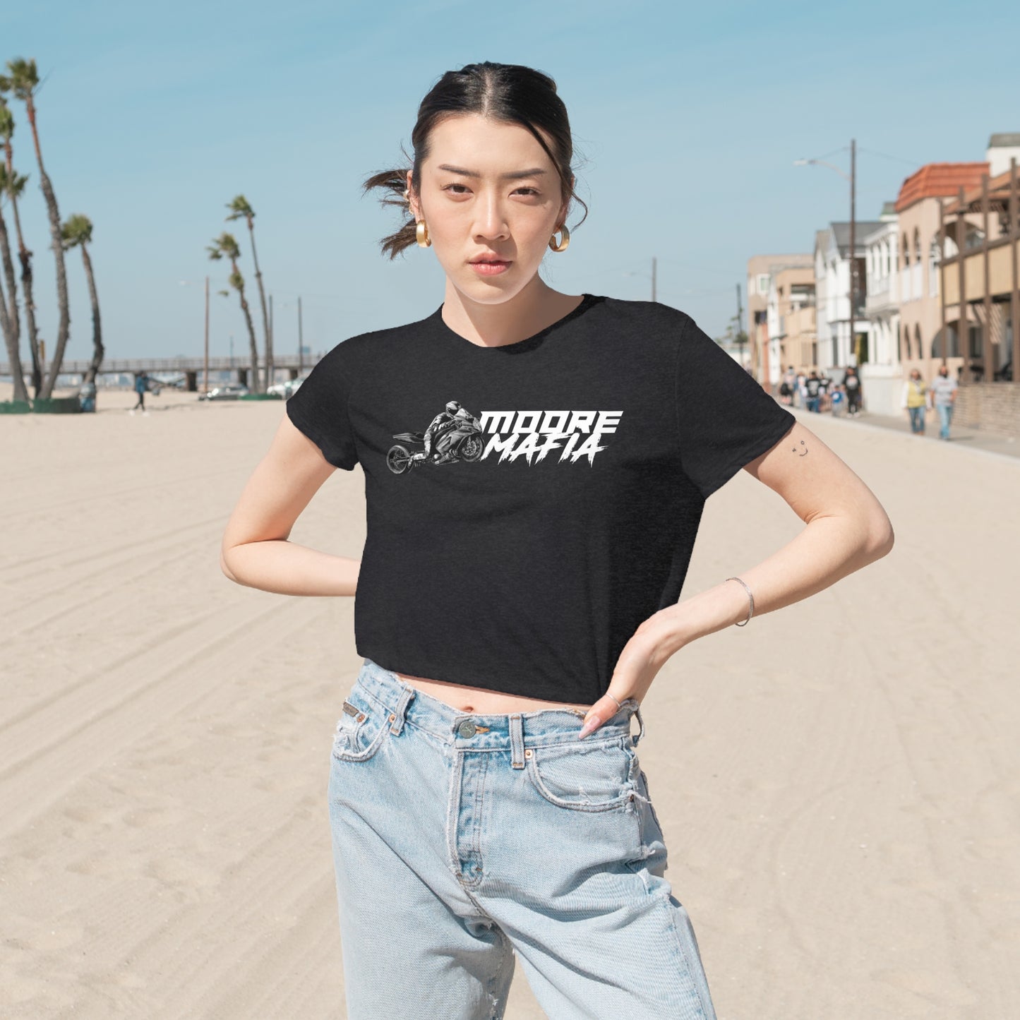 Motorcycles Are Like Strippers Women's Flowy Cropped Tee