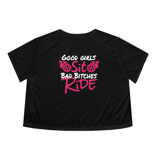 Bad Bitches Ride Women's Flowy Cropped Tee