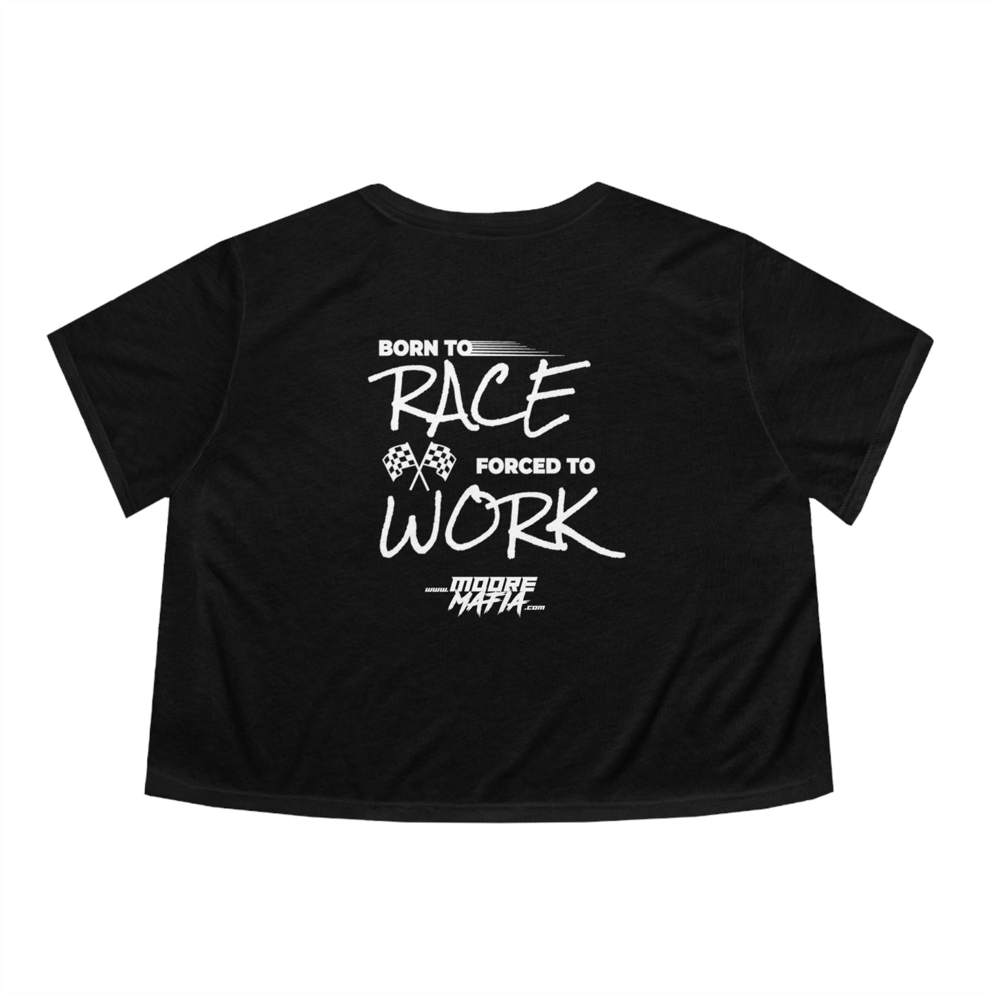 Born To Race Forced To Work Women's Flowy Cropped Tee