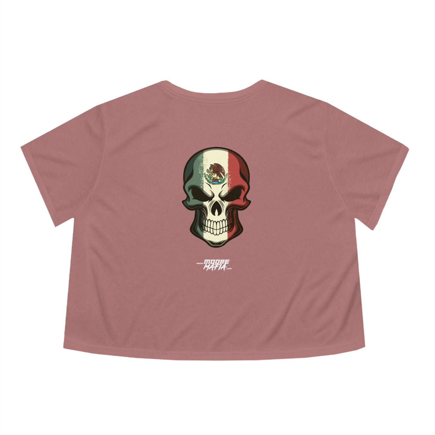 Mexican Flag Skull Women's Flowy Cropped Tee