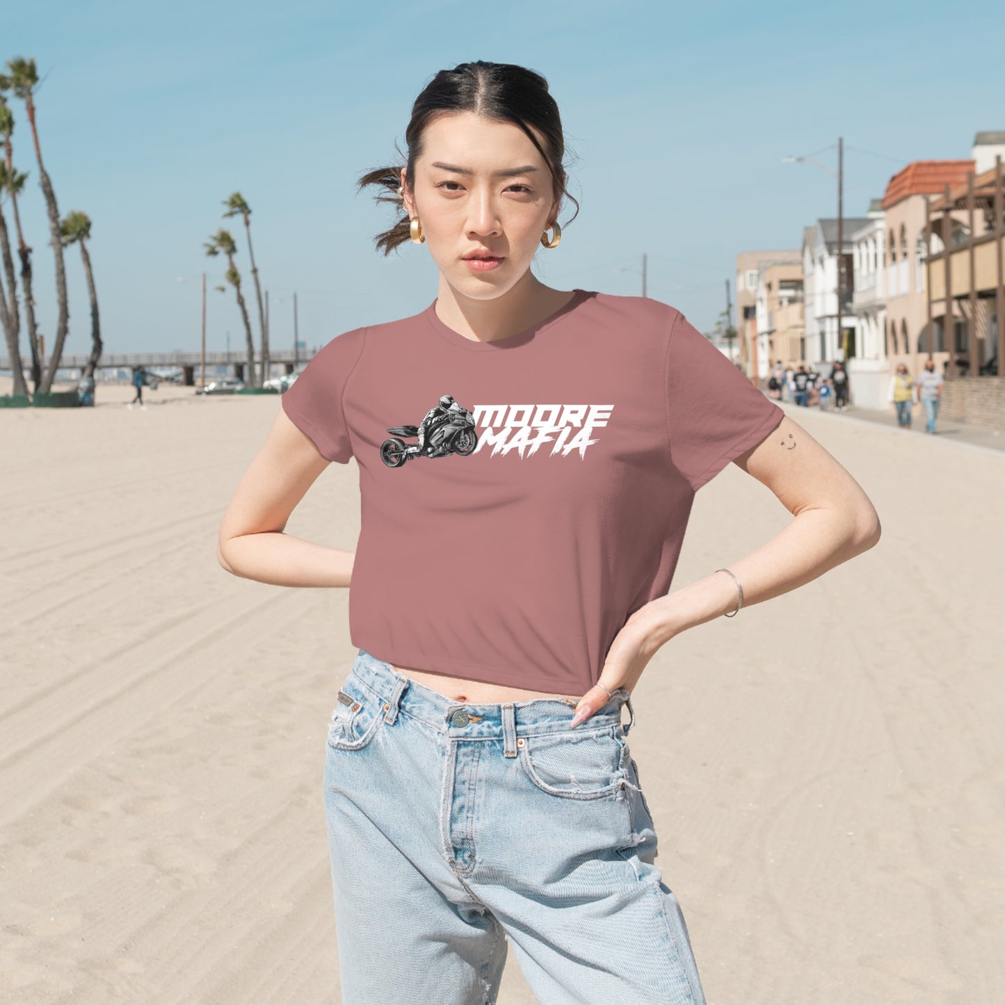 Motorcycles Are Like Strippers Women's Flowy Cropped Tee