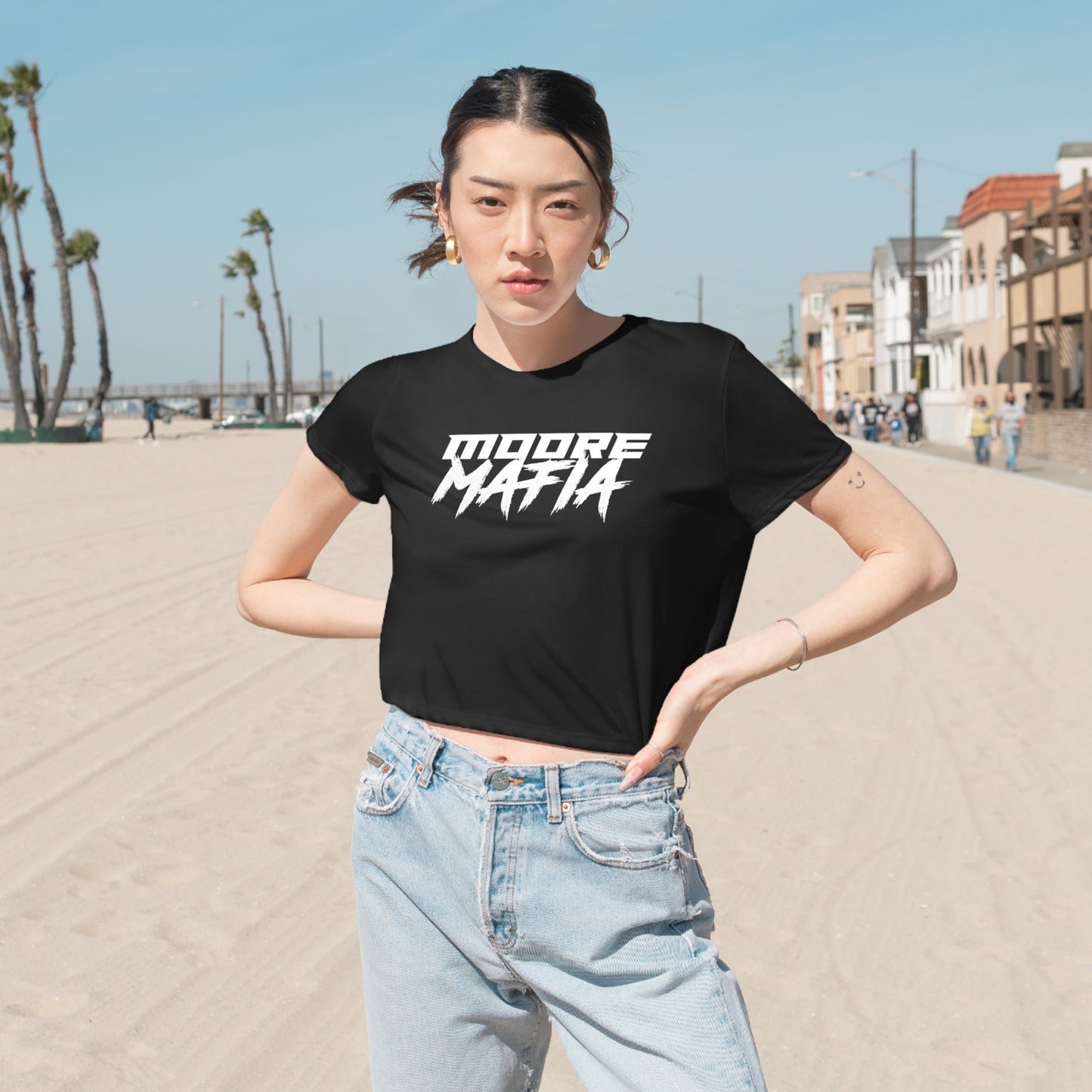 Race Fuel & Burnt Rubber Women's Flowy Cropped Tee