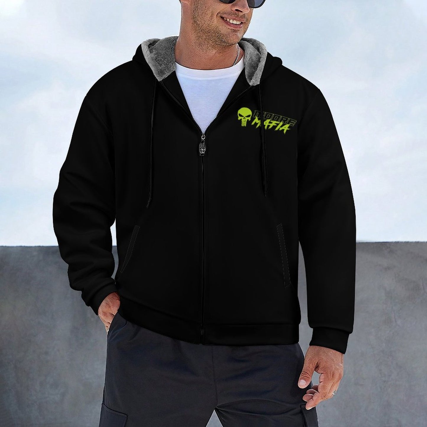 Men's Double Layer Fleece Zippered Hoodie