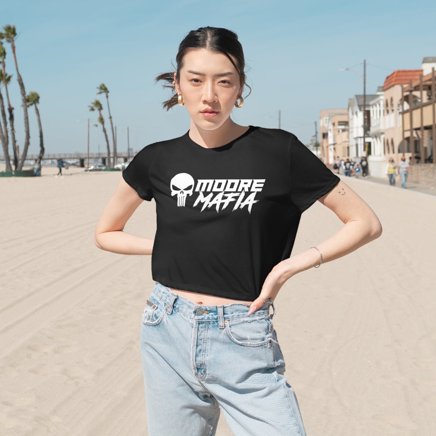 Bad Bitches Ride Women's Flowy Cropped Tee
