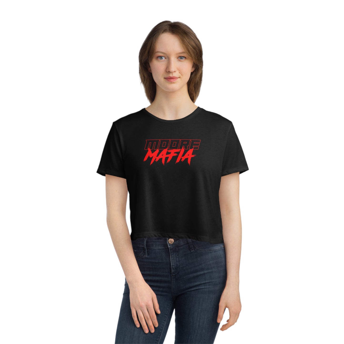 Moore Mafia Skull Flag Women's Flowy Cropped Tee