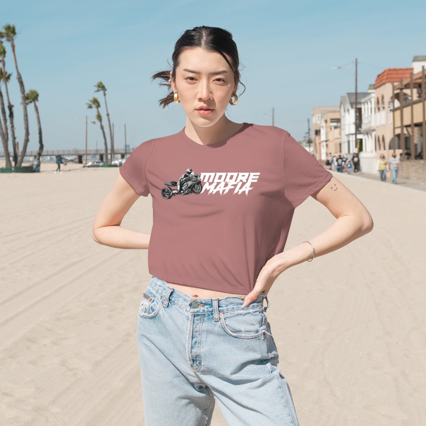 Mexican Flag Skull Women's Flowy Cropped Tee