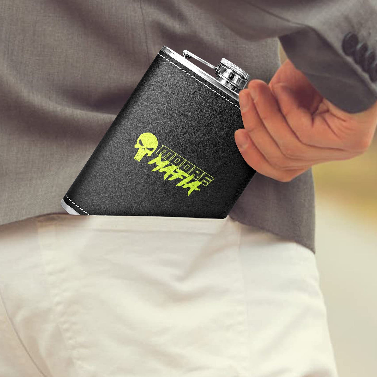 Black Leather Hip Flask