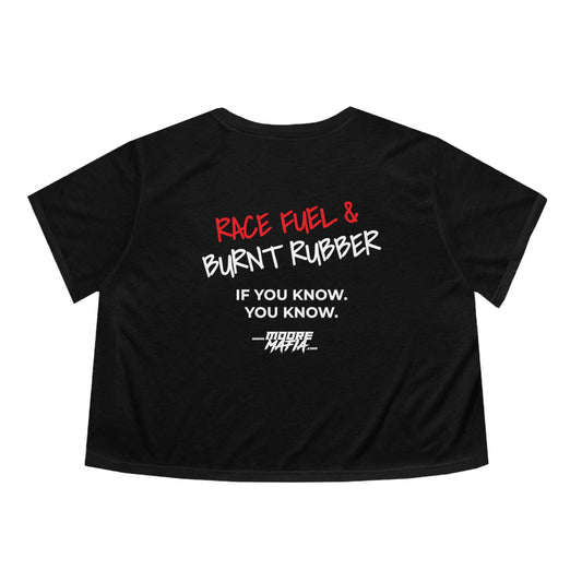 Race Fuel & Burnt Rubber Women's Flowy Cropped Tee