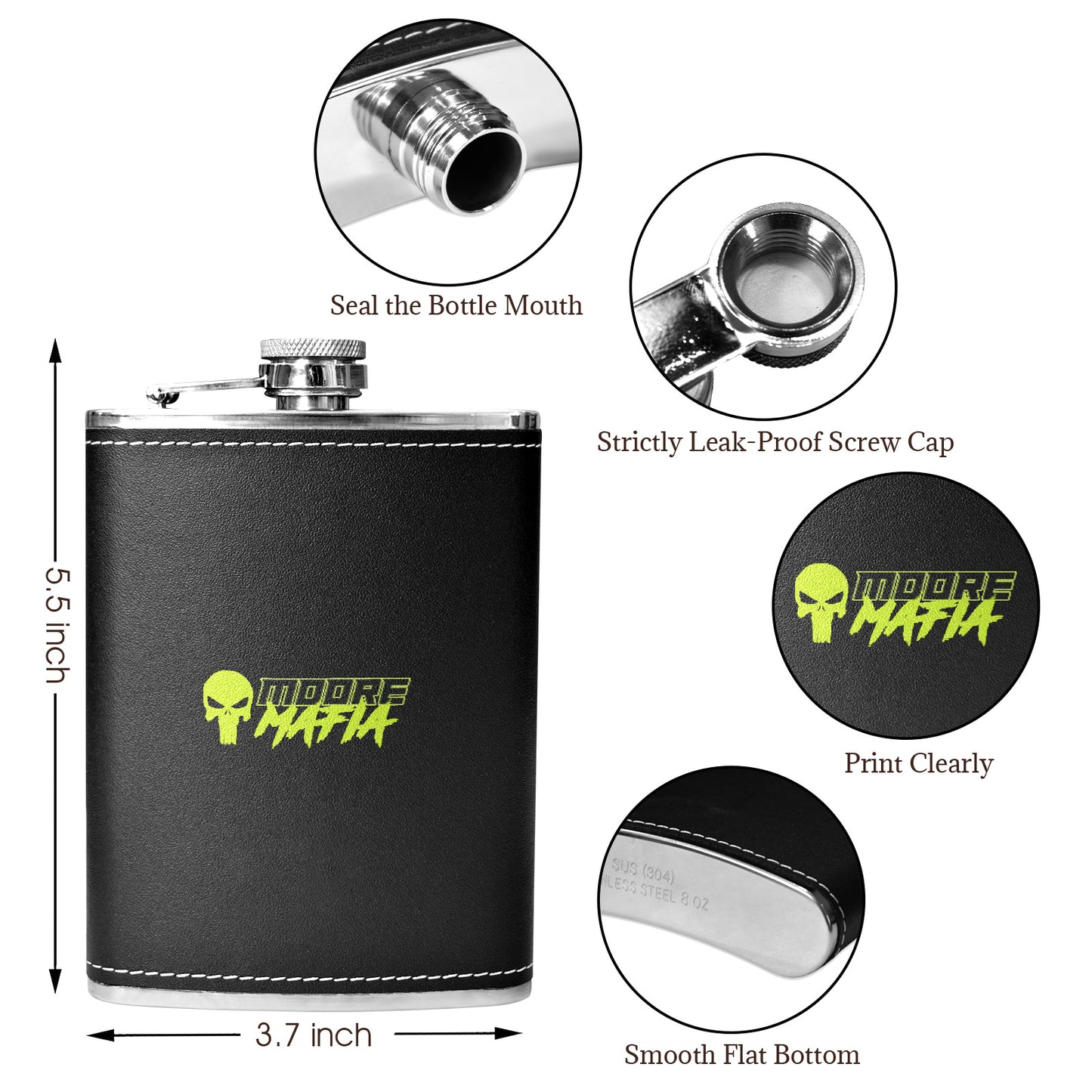 Black Leather Hip Flask