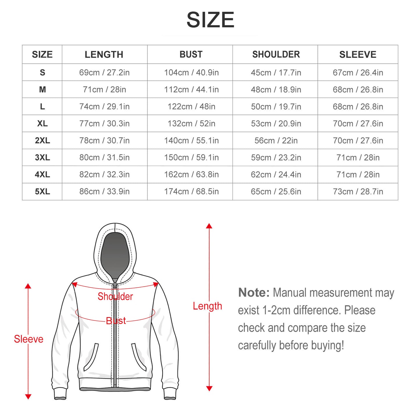 Men's Double Layer Fleece Zippered Hoodie